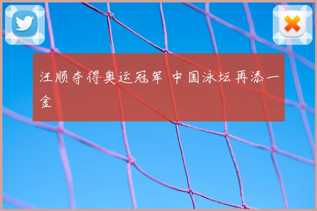 汪顺夺得奥运冠军 中国泳坛再添一金